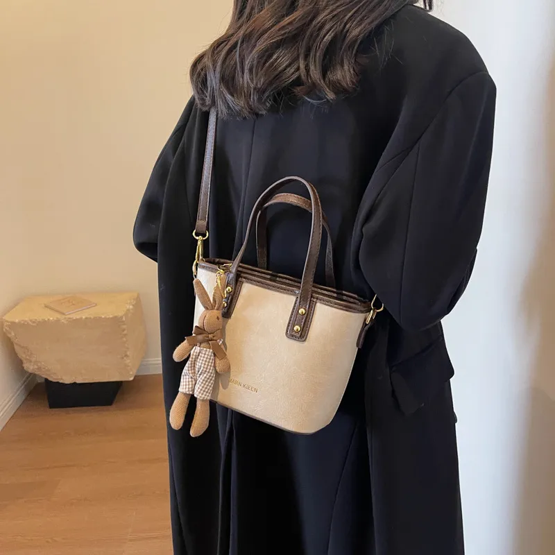 Morellybear Pu Tote Bag Shopping Bag One Shoulder Handbag Crossbody Bag Regular Women's Black/Brown/Coffee/Ecru-11
