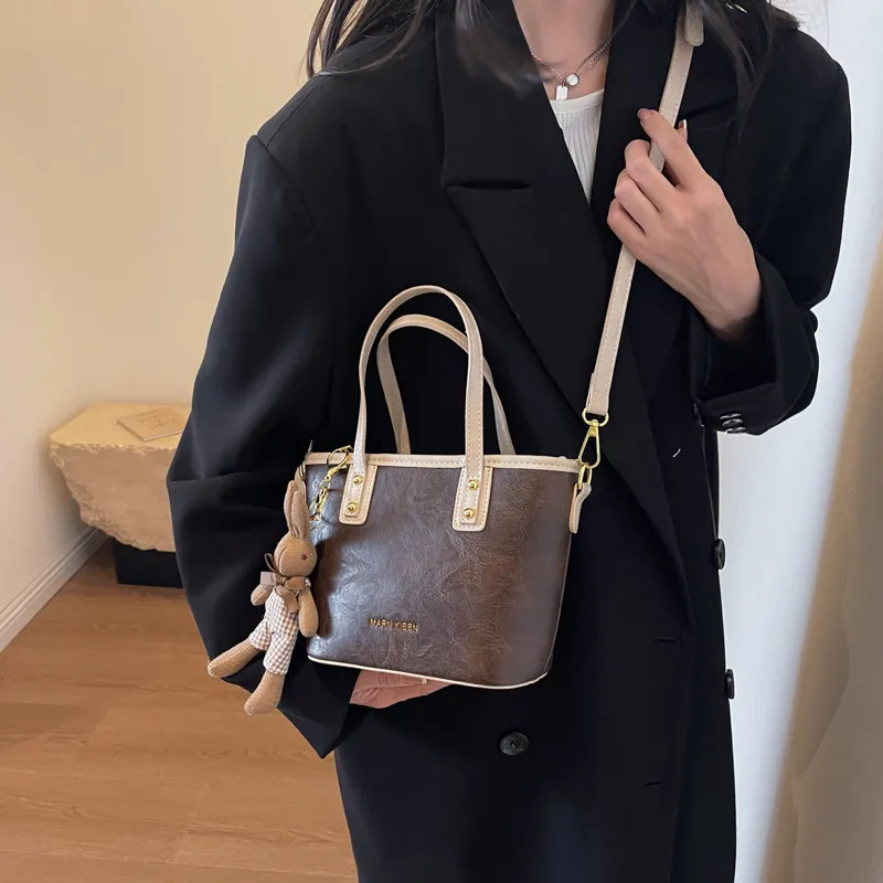 Morellybear Pu Tote Bag Shopping Bag One Shoulder Handbag Crossbody Bag Regular Women's Black/Brown/Coffee/Ecru-20