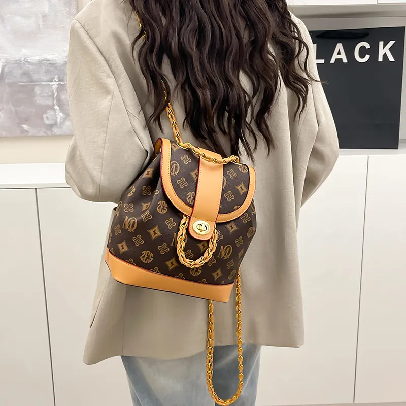 Morellybear PVC Backpack Women's Tricolor/Coffee-12