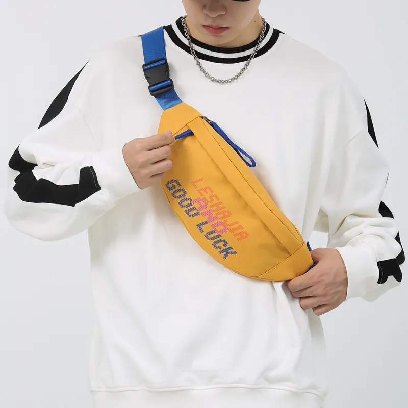 Morellybear Nylon Sling Bag Regular Unisex Black/White/Green/Yellow-1
