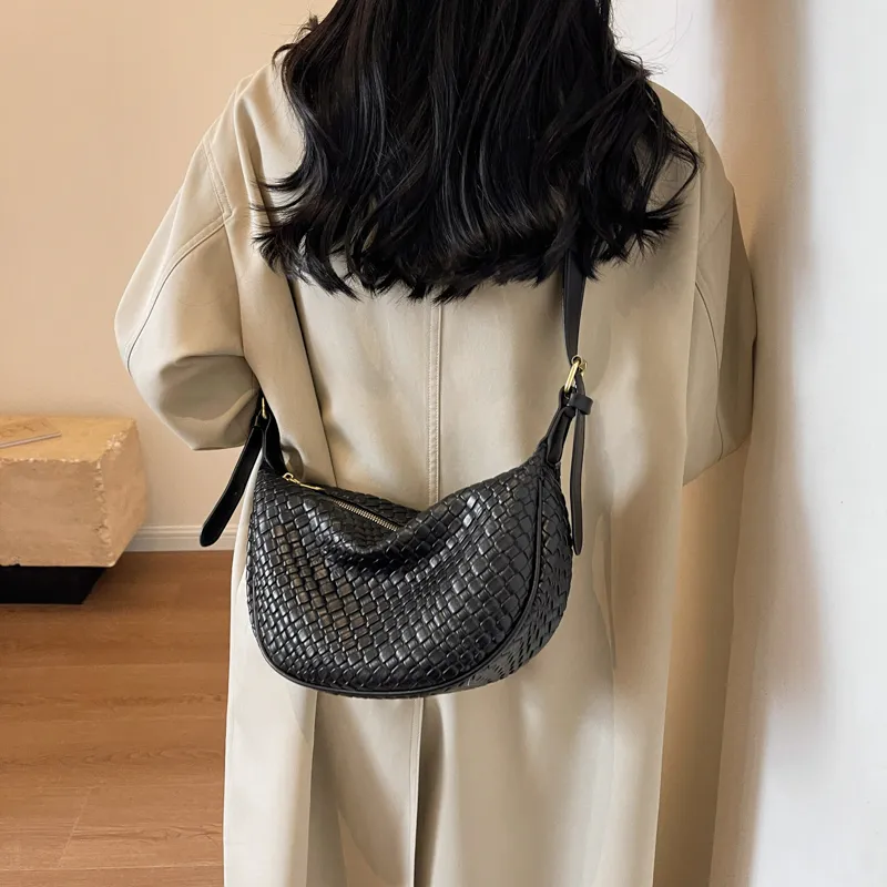Morellybear PU Dumpling Bag Shoulder Bag Crossbody Bag Regular Women's Black/Ecru/Coffee/Khaki/Khaki & Brown-4