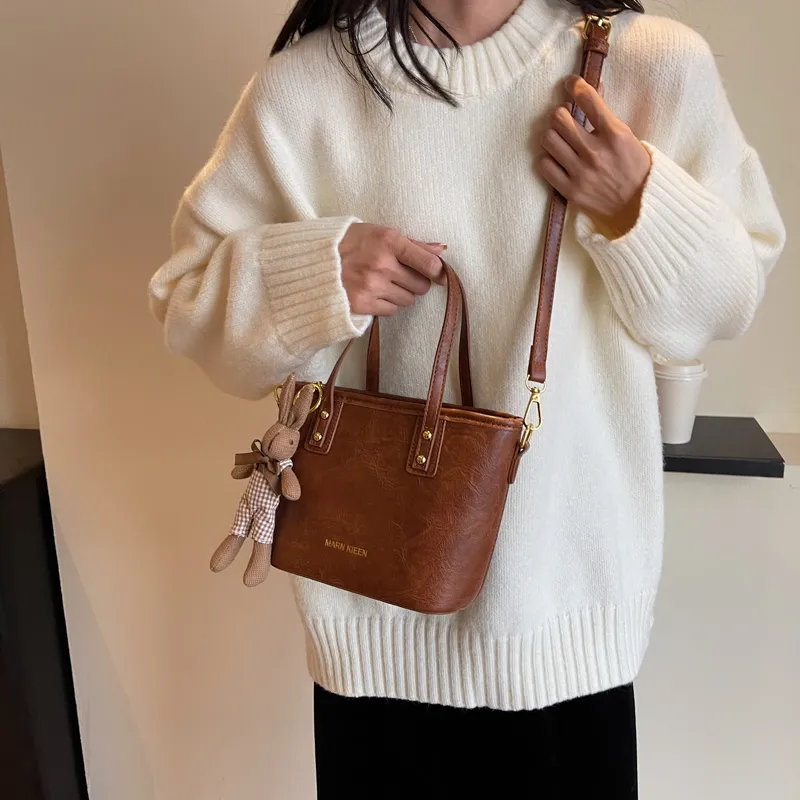 Morellybear Pu Tote Bag Shopping Bag One Shoulder Handbag Crossbody Bag Regular Women's Black/Brown/Coffee/Ecru-28