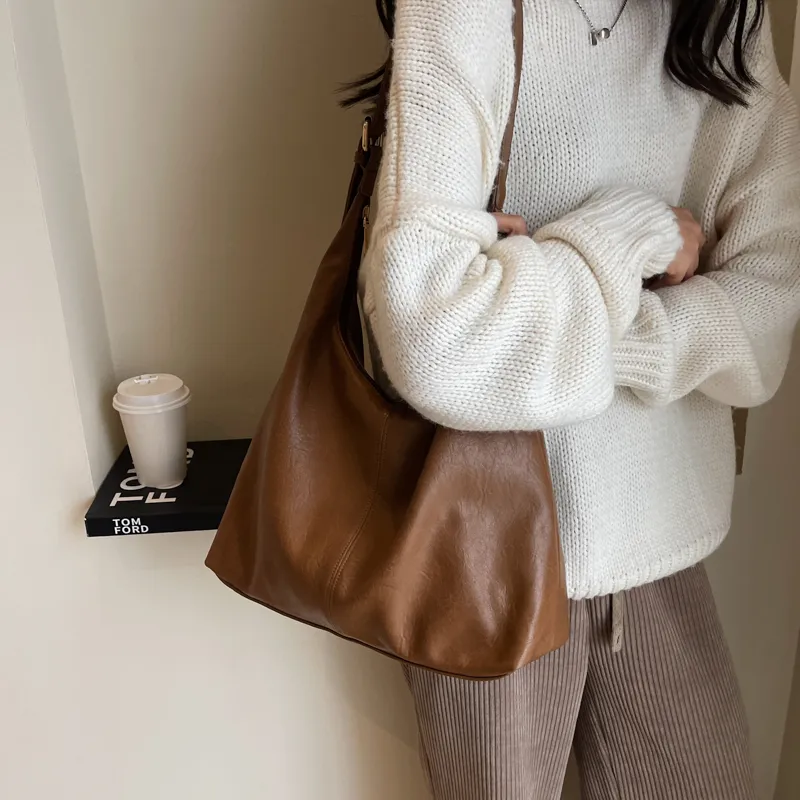 ROSEROOEN PU Tote Bag Shoulder Bag Crossbody Bag Regular Women's Black/Coffee/Brown/Mud-20