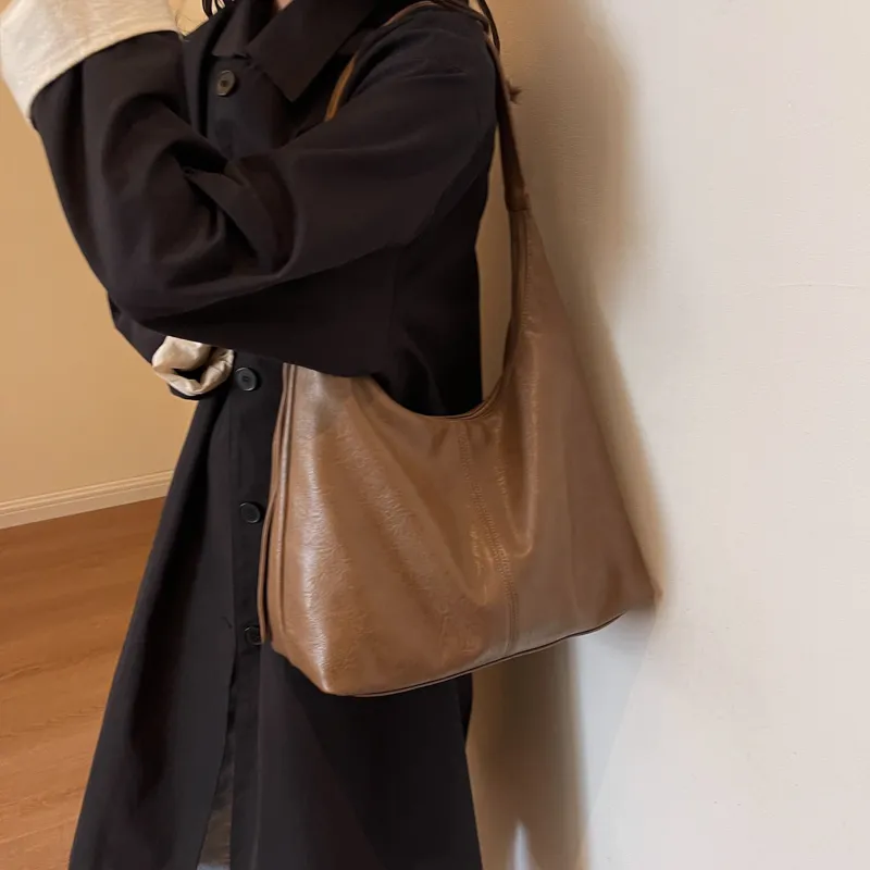ROSEROOEN PU Tote Bag Shoulder Bag Crossbody Bag Regular Women's Black/Coffee/Brown/Mud-40