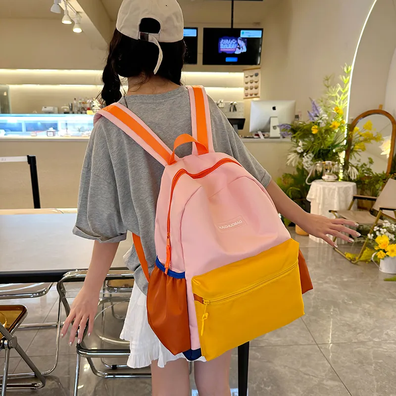 Morellybear Nylon Backpack Regular Women's Pink/Blue-1