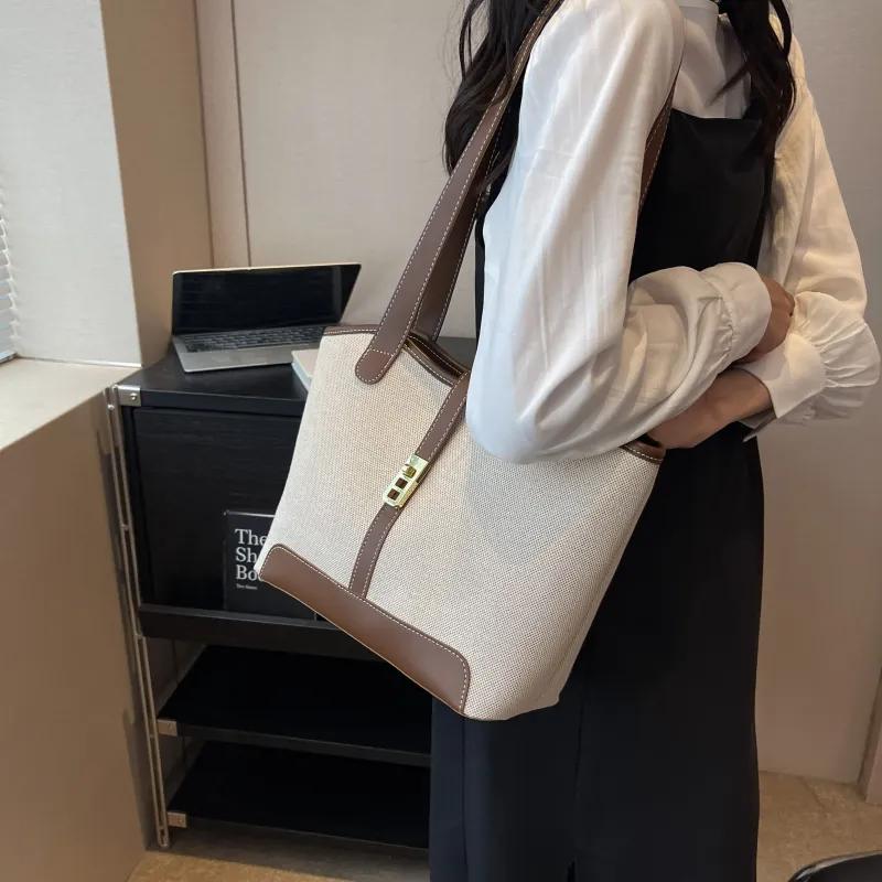 Morellybear Canvas Tote Bag Shopping Bag Canvas Bag Handheld Bag Shoulder Bag Regular Women's Black/Coffee-15