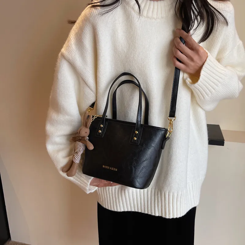 Morellybear Pu Tote Bag Shopping Bag One Shoulder Handbag Crossbody Bag Regular Women's Black/Brown/Coffee/Ecru-5
