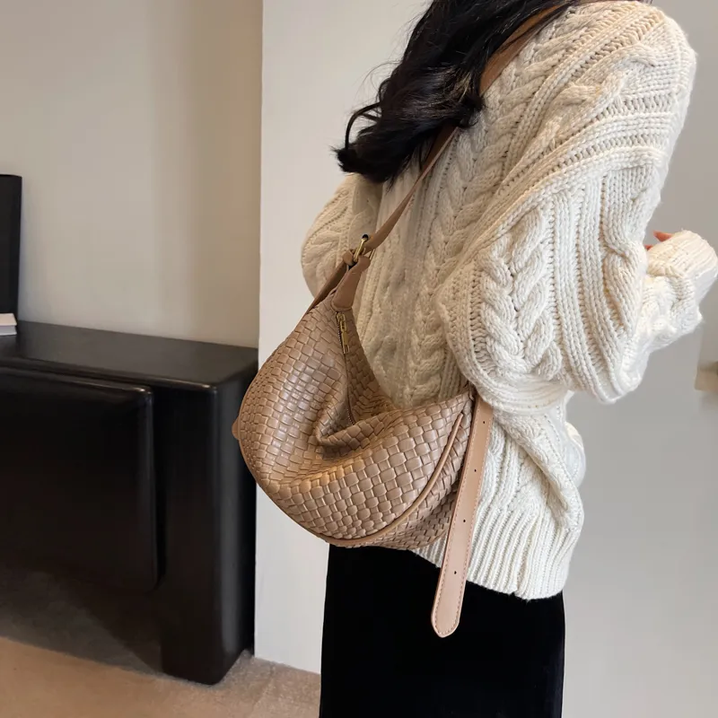 Morellybear PU Dumpling Bag Shoulder Bag Crossbody Bag Regular Women's Black/Ecru/Coffee/Khaki/Khaki & Brown-14