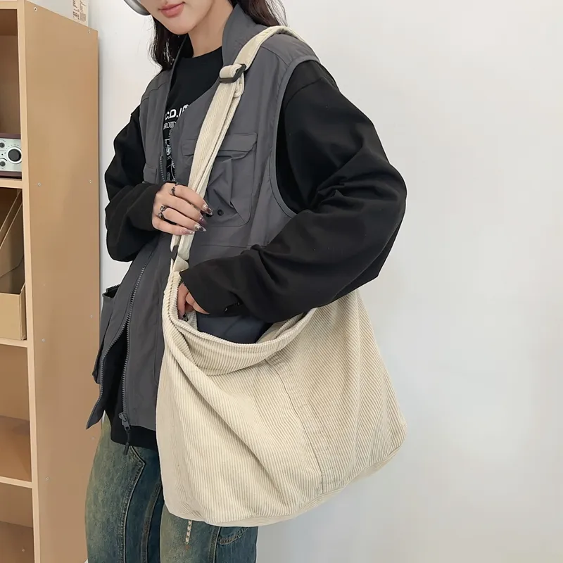 Morellybear Strips Canvas Bag Crossbody Bag Regular Women's Black/White/Green/Red/Brown-8