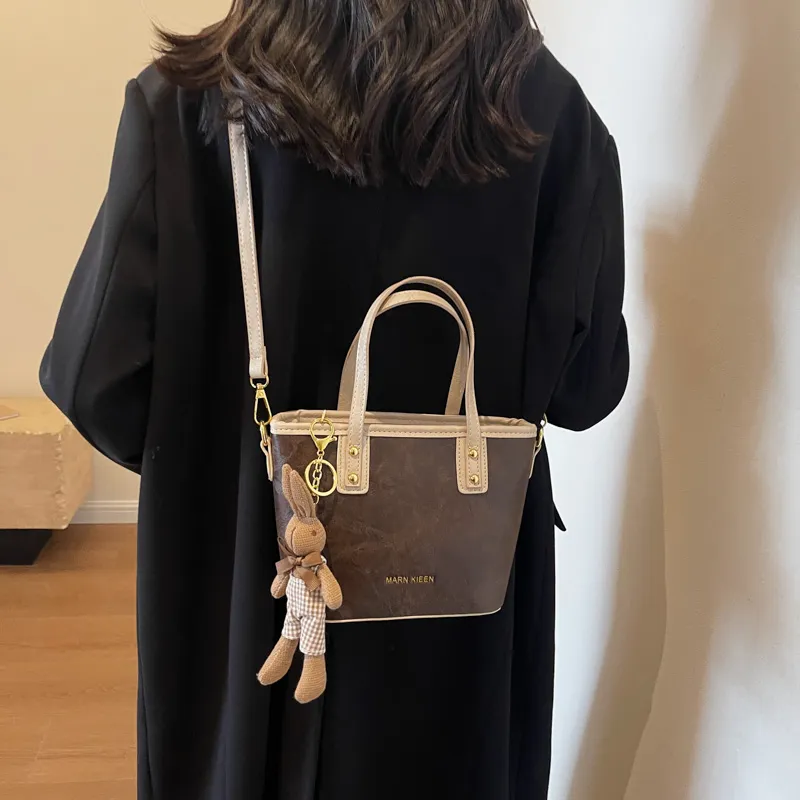 Morellybear Pu Tote Bag Shopping Bag One Shoulder Handbag Crossbody Bag Regular Women's Black/Brown/Coffee/Ecru-18