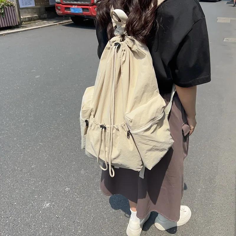 Morellybear Nylon Backpack Unisex Black/Ecru/Khaki/Blue-10