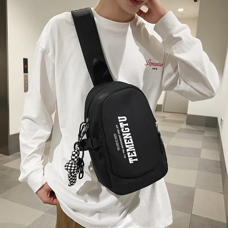 Morellybear Nylon Crossbody Bags Sling Bags Regular Unisex Black/White/Gray-1