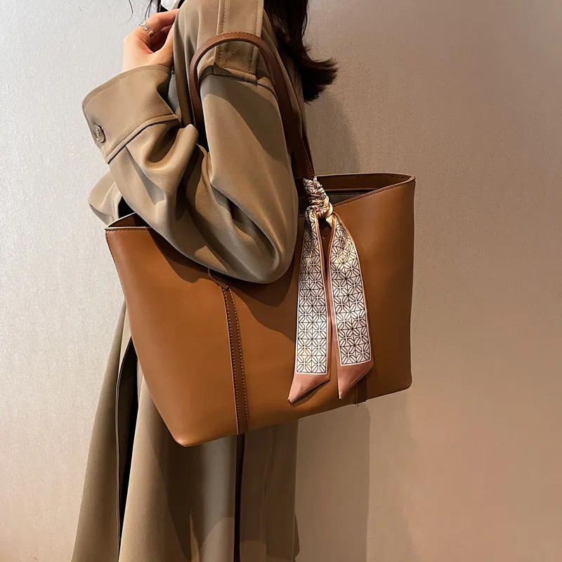 PULUWIRR PU Tote Bag, Shopping Bag, Shoulder Bag Regular Women's Black/Coffee/Brown/Khaki-22