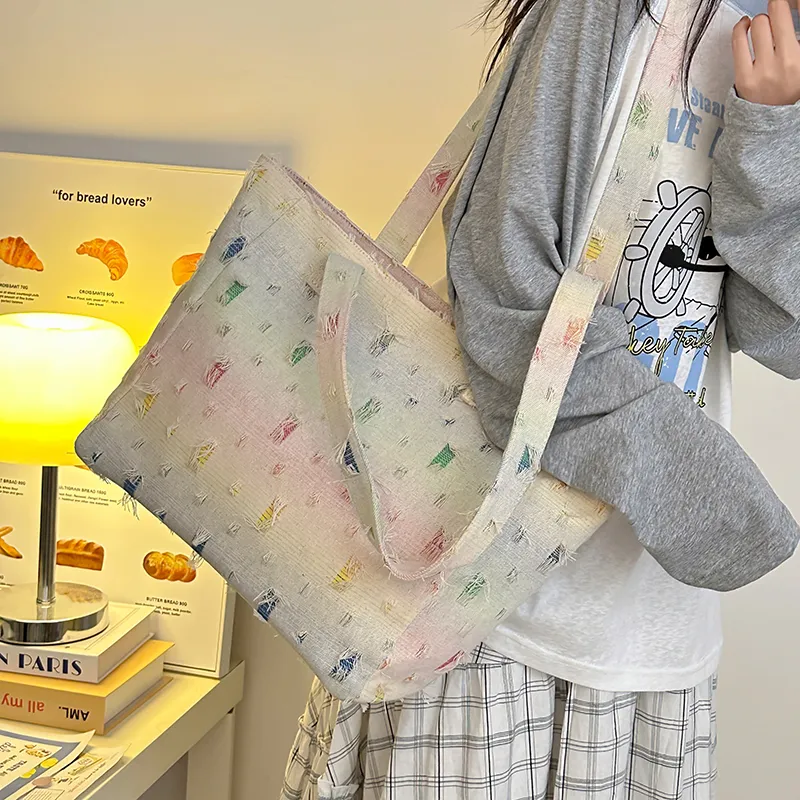 Morellybear Canvas Canvas Bag Shoulder Bags Women's Star Pattern/Rectangle/Checkerboard-7
