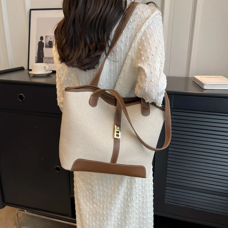 Morellybear Canvas Tote Bag Shopping Bag Canvas Bag Handheld Bag Shoulder Bag Regular Women's Black/Coffee-27
