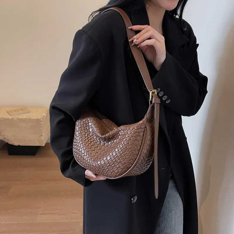 Morellybear PU Dumpling Bag Shoulder Bag Crossbody Bag Regular Women's Black/Ecru/Coffee/Khaki/Khaki & Brown-28