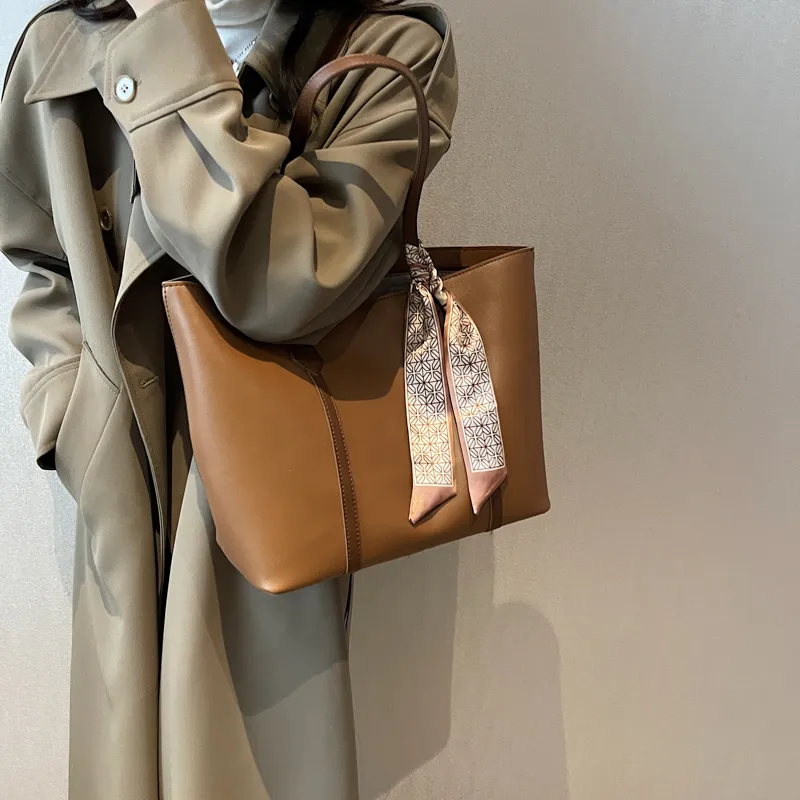 PULUWIRR PU Tote Bag, Shopping Bag, Shoulder Bag Regular Women's Black/Coffee/Brown/Khaki-20