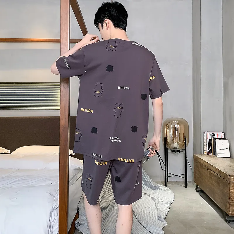 Floating Light Islands Pajama Set Men's Gift Box Set Dark Brown-8