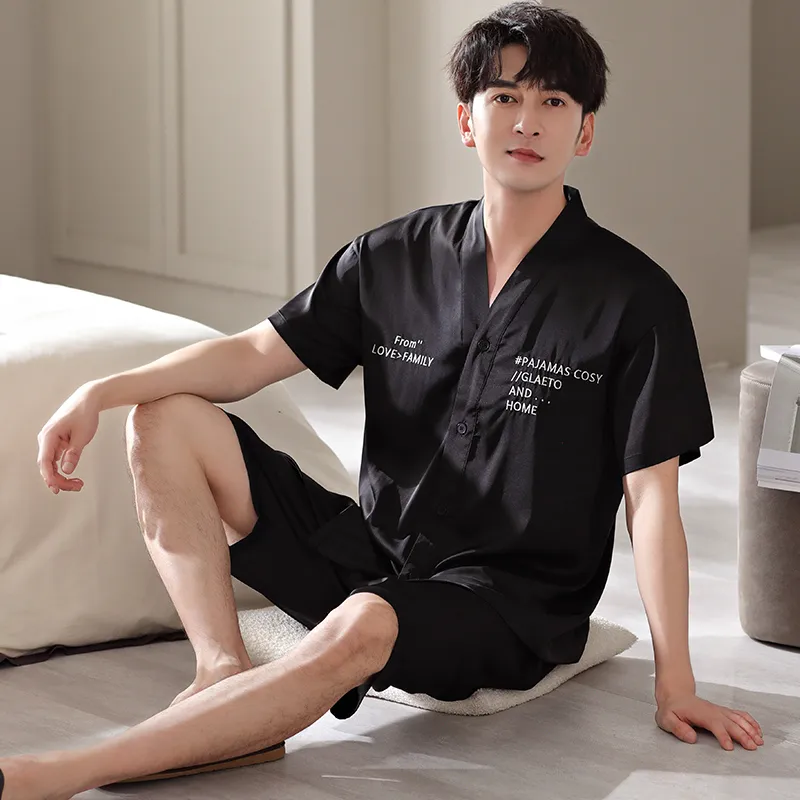 Floating Light Islands Pajama Set Men's Gift Box Set Black-2