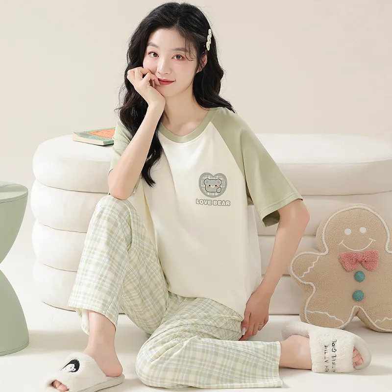 Floating Light Islands Pajama Set Women's Gift Box Set Light Green-3