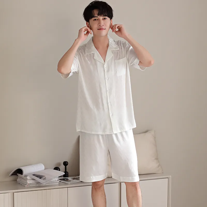 Floating Light Islands Pajama Set Men's Gift Box Set White-3