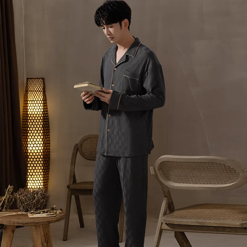 Floating Light Islands Pajama Set Men's Gift Box Set Gray-7