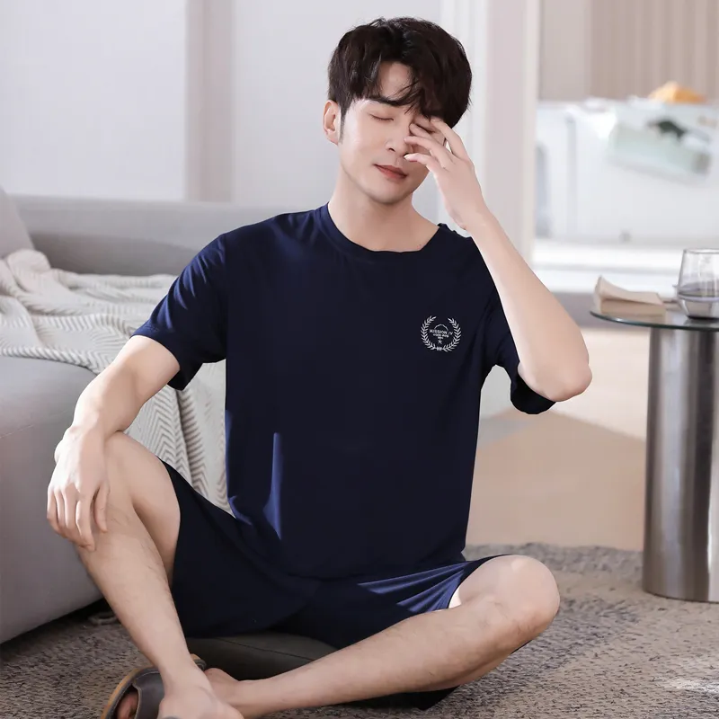 Floating Light Islands Pajama Set Men's Gift Box Set Navy Blue-2