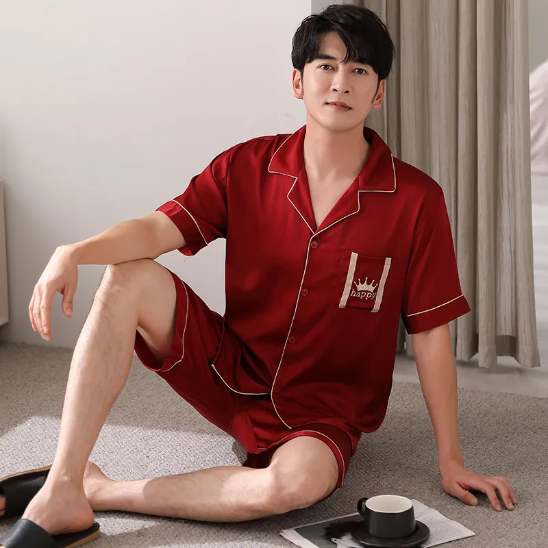 Floating Light Islands Pajama Set Men's Red-4