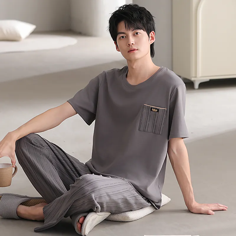 Floating Light Islands Pajama Set Men's Dark Gray-3