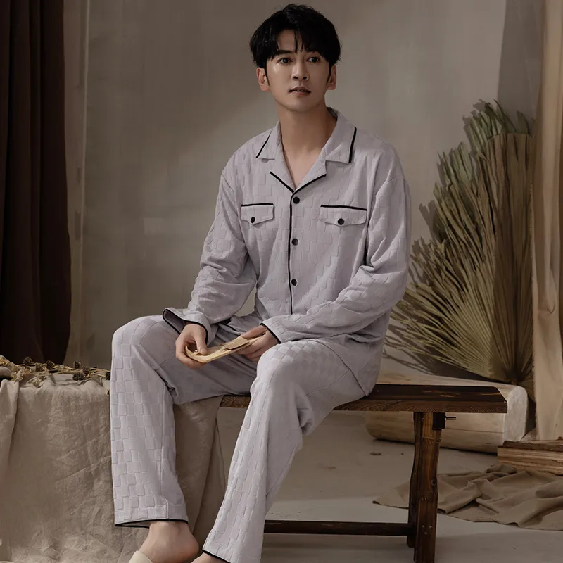 Floating Light Islands Pajama Set Men's Gift Box Set Light Purple-1