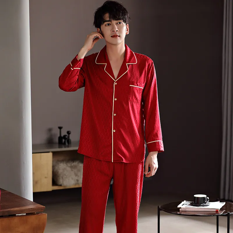 Floating Light Islands Pajama Set Men's Red-1