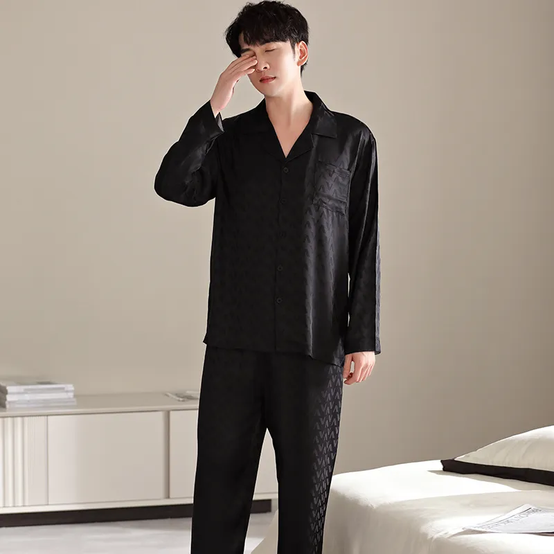 Floating Light Islands Pajama Set Men's Gift Box Set Black-2