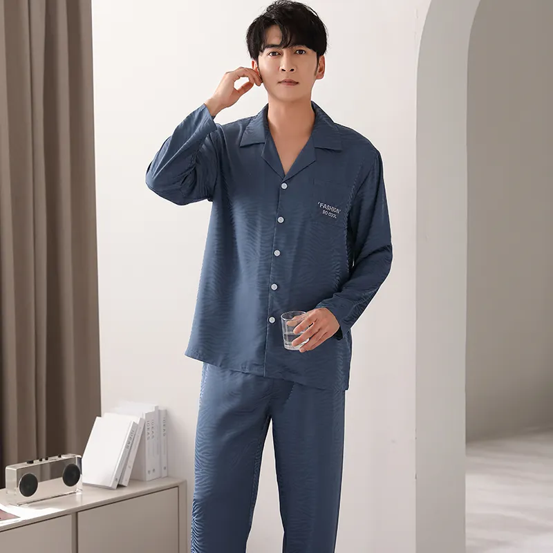 Floating Light Islands Pajama Set Men's Gift Box Set Blue-2