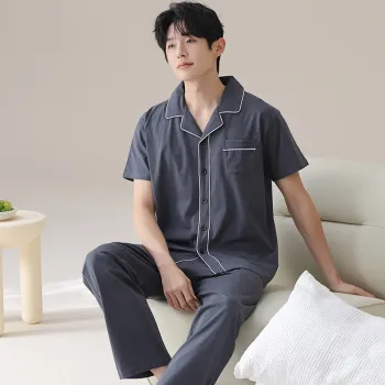 Floating Light Islands Pajama Set Men's Navy Blue