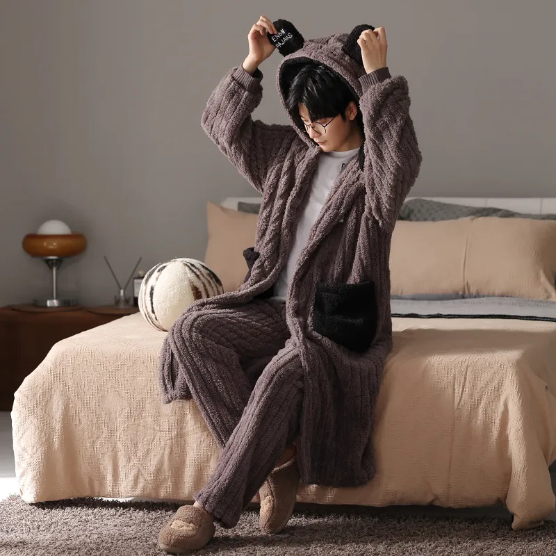 Floating Light Islands Pajama Set Men's Brown-3