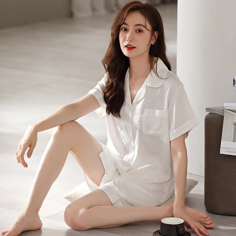 Floating Light Islands Pajama Set Women's White-2