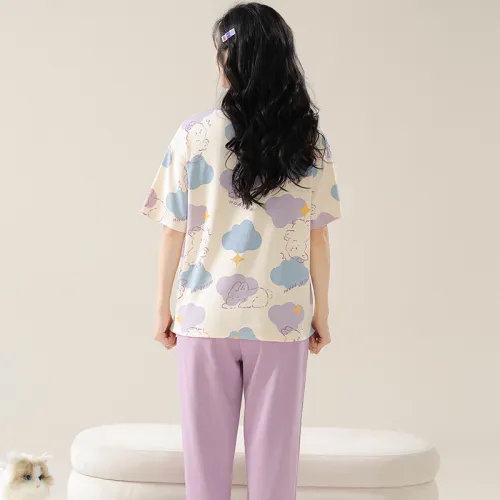 Floating Light Islands Pajama Set Women's Gift Box Set Purple