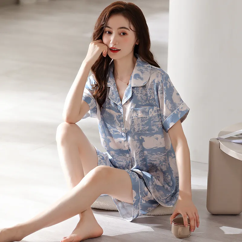 Floating Light Islands Pajama Set Women's Gift Box Set Light Blue-2