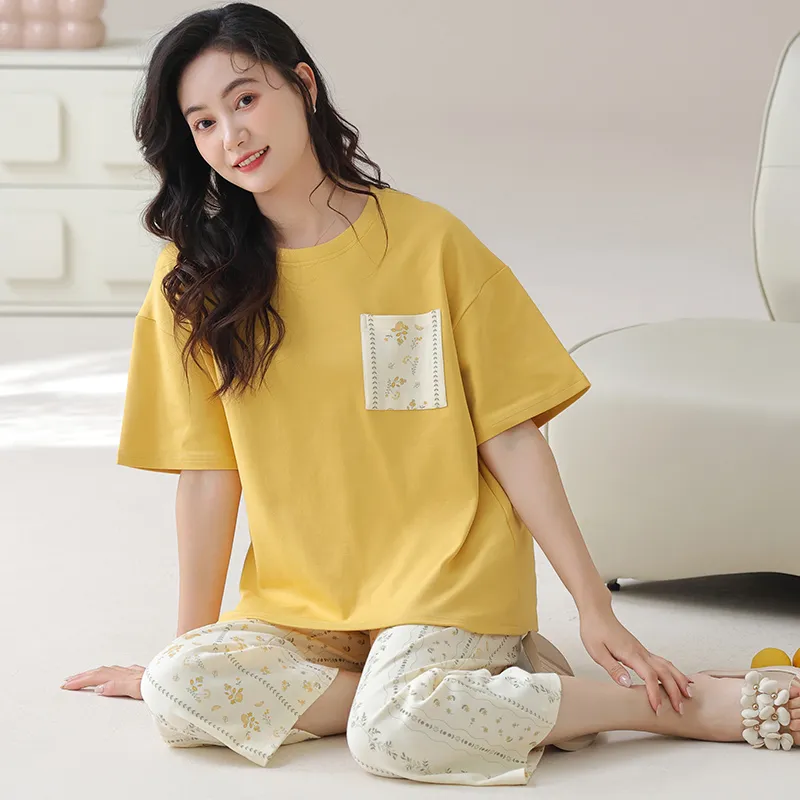 Floating Light Islands Pajama Set Women's Yellow-1