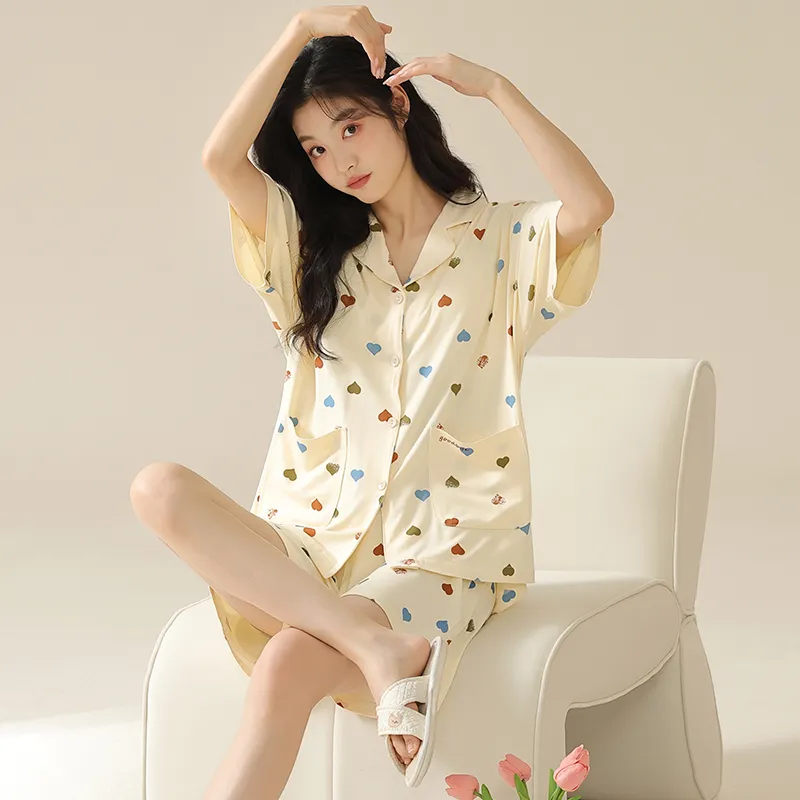Floating Light Islands Pajama Set Women's Box Light Apricot-2