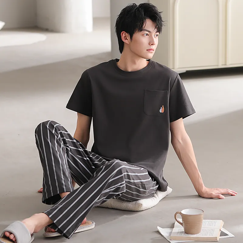 Floating Light Islands Pajama Set Men's Black-2