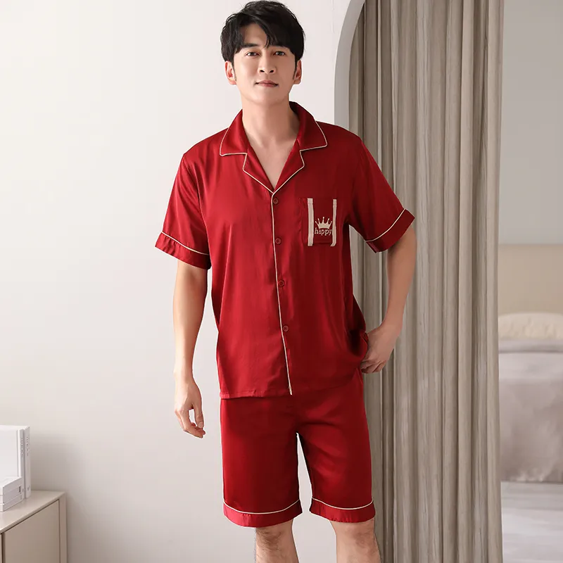 Floating Light Islands Pajama Set Men's Red-1