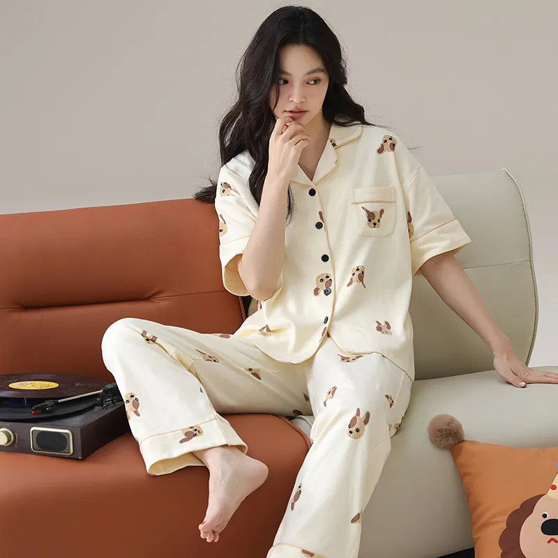 Floating Light Islands Pajama Set Women's Apricot-4
