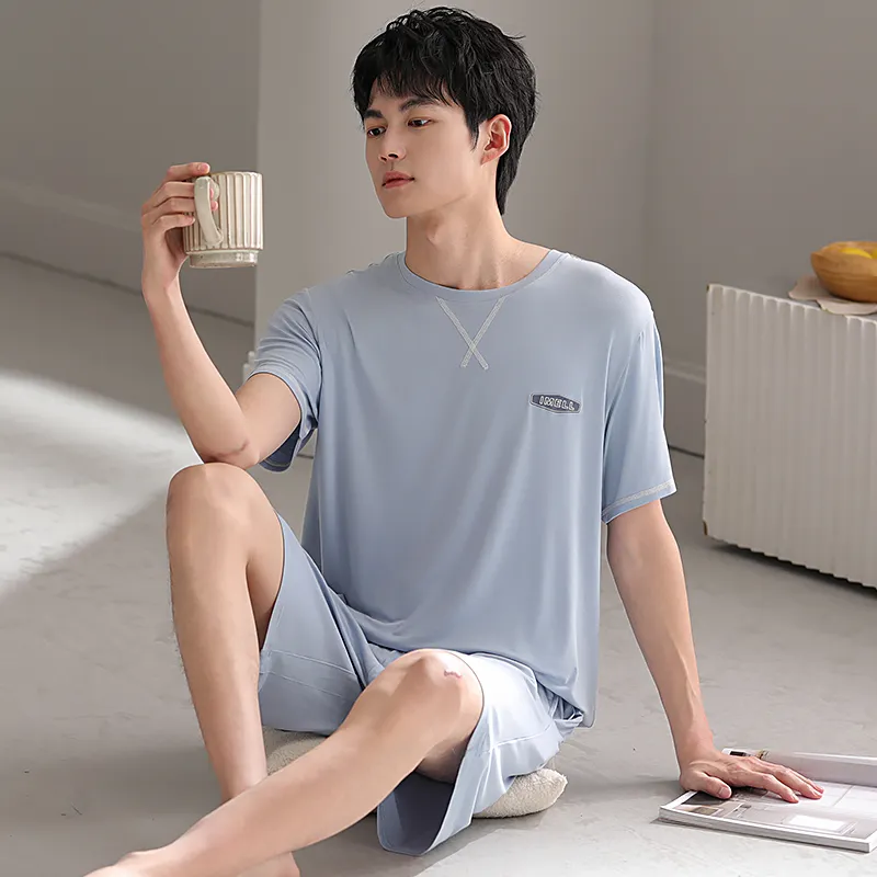 Floating Light Islands Pajama Set Men's Light Blue-6