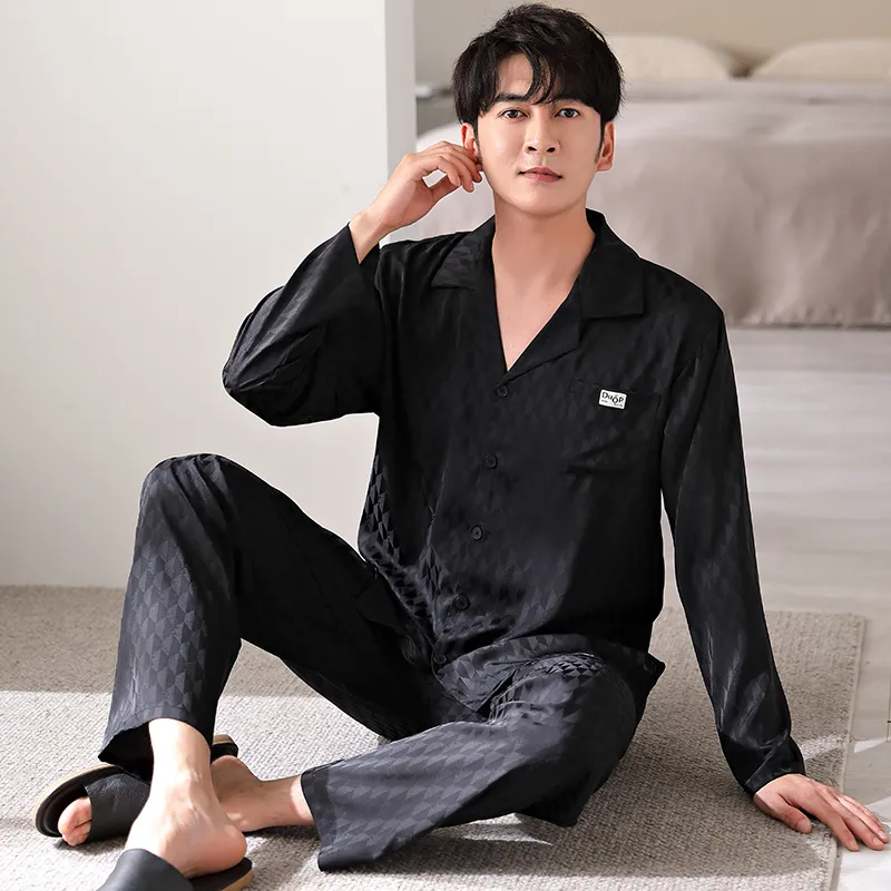 Floating Light Islands Pajama Set Men's Gift Box Set Black-1