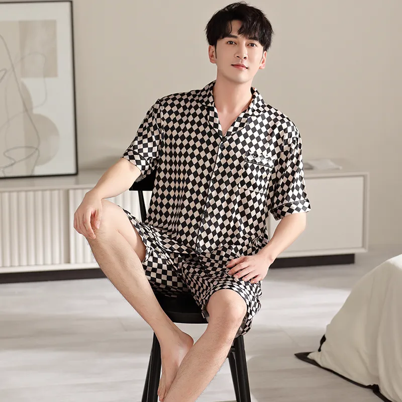 Floating Light Islands Pajama Set Men's Gift Box Set Black Gray Color-5