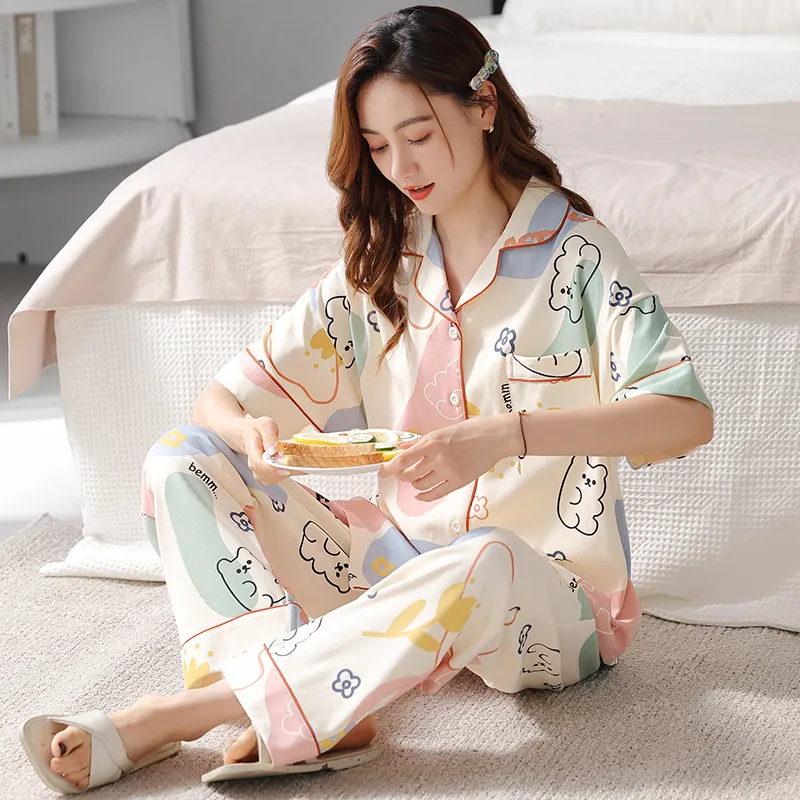 Floating Light Islands Pajama Set Women's Gift Box Set Light Apricot-1