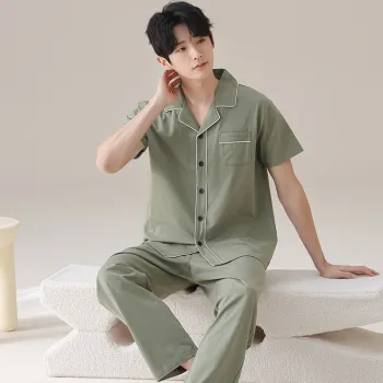 Floating Light Islands Pajama Set Men's Light Green