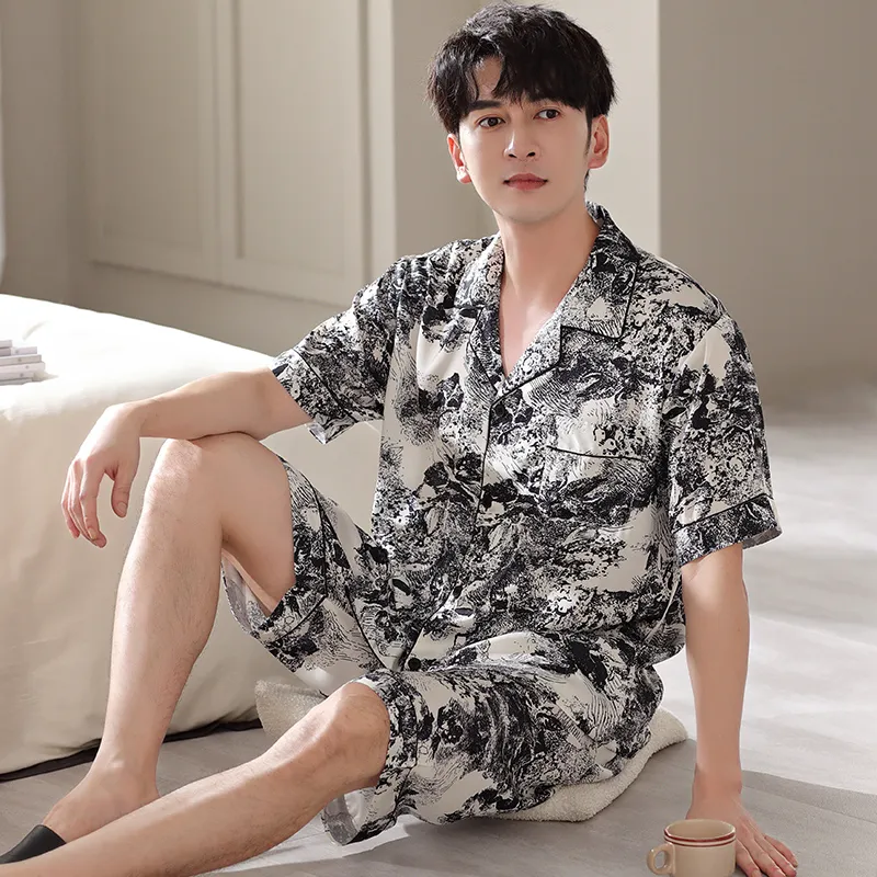 Floating Light Islands Pajama Set Men's Black-2