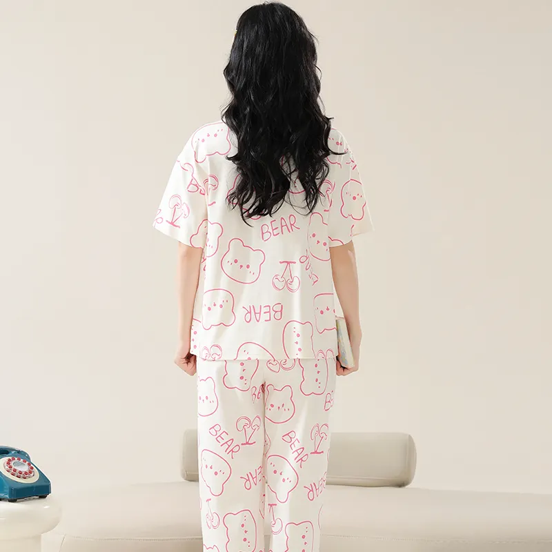 Floating Light Islands Pajama Set Women's Apricot Pink-0